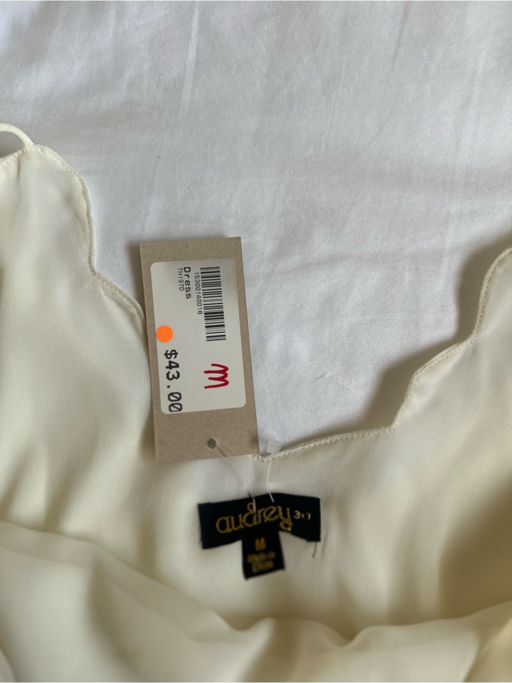 NWT Ivory Coquette Satin Scalloped V-Neck Mini Slip Dress Romantic Size M - Picture 6 of 10